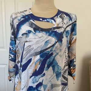 Atelier5 3/4 Sleeve Graphic Tunic Top M